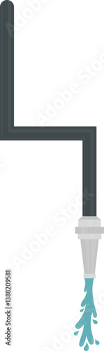 A path depicting a fireman's hose spraying water with a straight section and a corner turn.