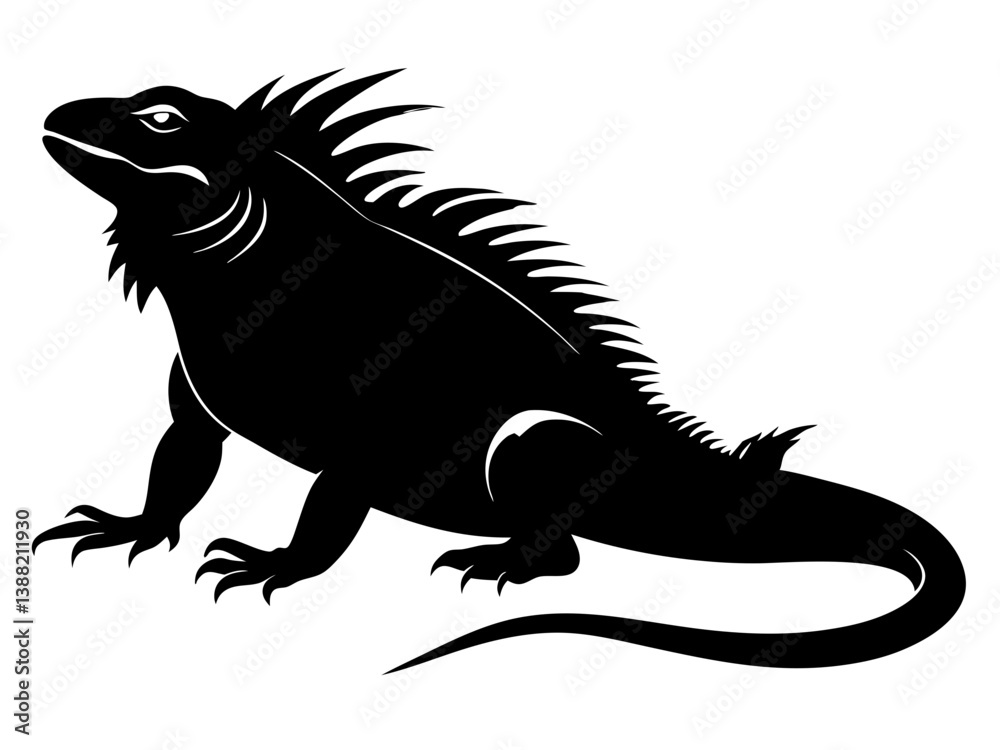 Obraz premium Iguana Silhouette Vector Design, Iguana SVG, Iguana Icon