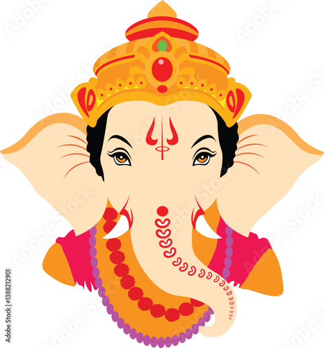 Ganesh Bhagwan  god of Hindu Ganesh potrait clipart illustration silhouette with white background   
