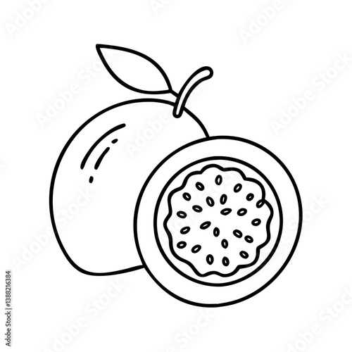 passion fruit icon, passion fruit line art - simple line art of passion fruit, perfect for passion fruit logos and icons