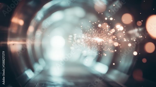 Abstract Tunnel Bokeh with Glowing Particles