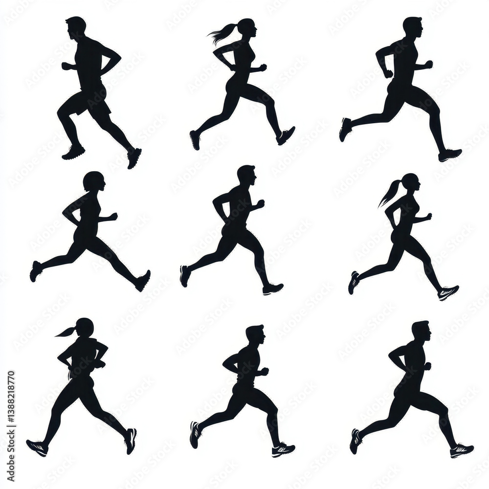 Silhouette of Running People Silhouette of Running People