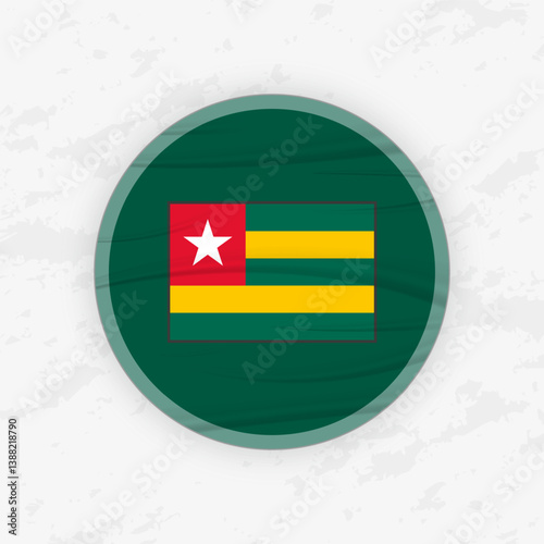 Togolese Flag in a Circular Emblem Design, Abstract Round Sticker Illustration.