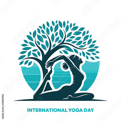 International Yoga day 21 june web banner  Vector illustration