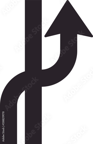 A pictogram showing a right lane change symbol used in road traffic signs.