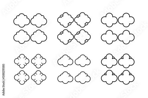 same cloud flat icons silhouette vector