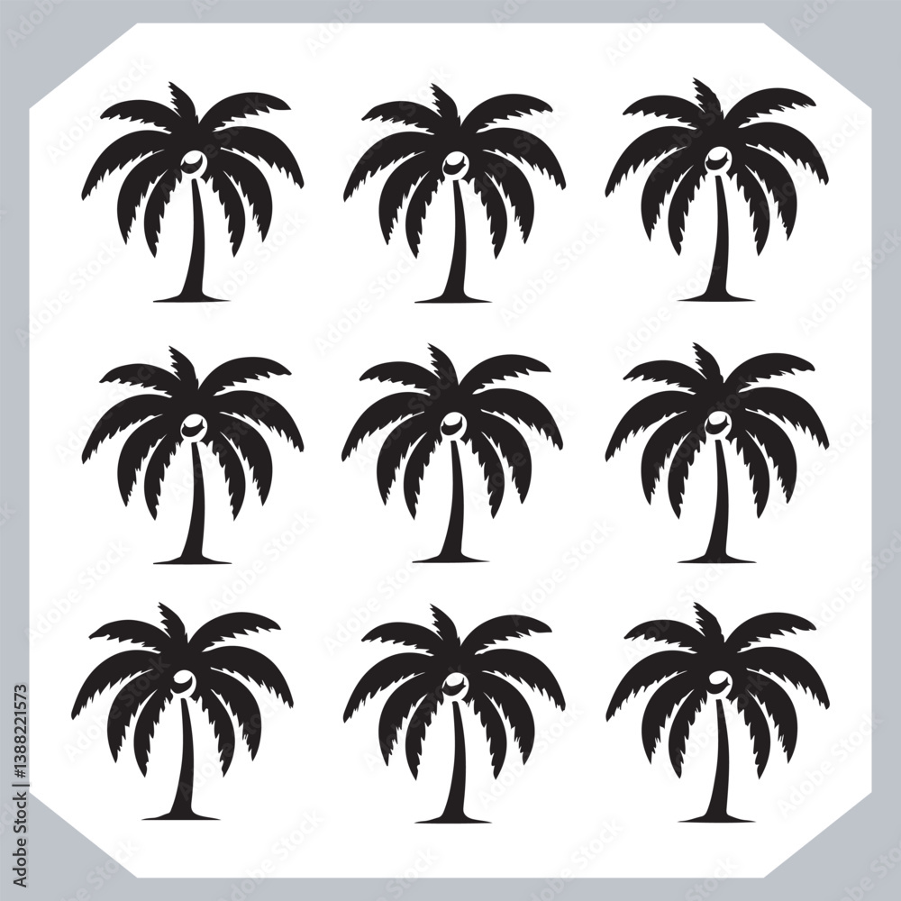 Palm Trees Silhouette Vector Black Simple Coconut Tree Silhouettes for Logos and Designs
