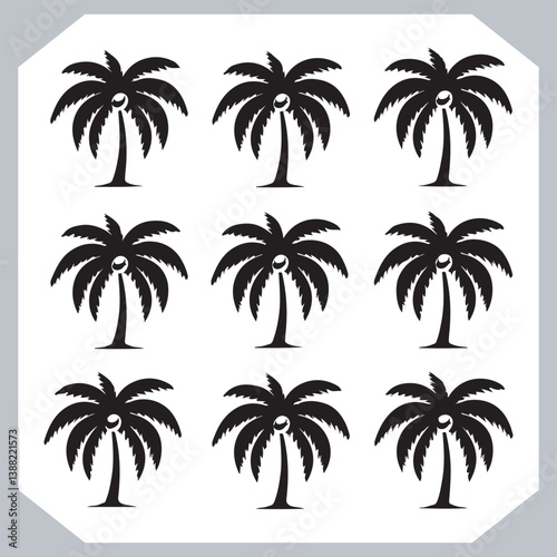 Obraz na płótnie Palm Trees Silhouette Vector Black Simple Coconut Tree Silhouettes for Logos and Designs w salonie