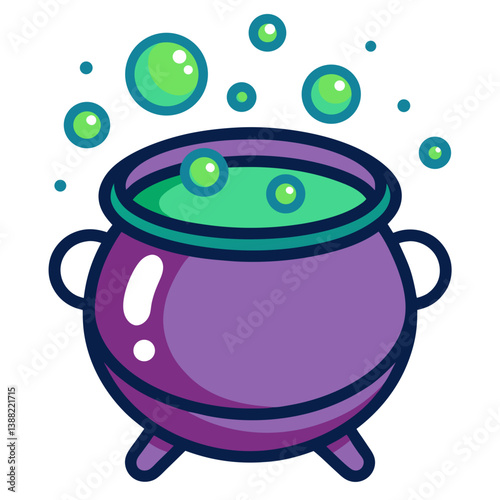 Witch Cauldron Icon with Bubbling Green Potion

