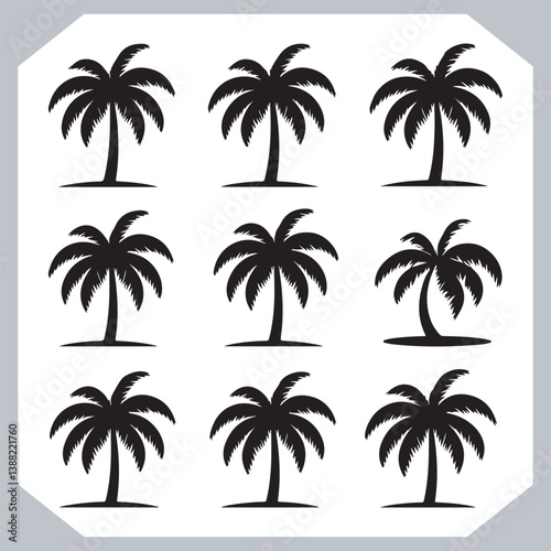 Obraz na płótnie Palm Trees Silhouette Vector Black Simple Coconut Tree Silhouettes for Logos and Designs w salonie