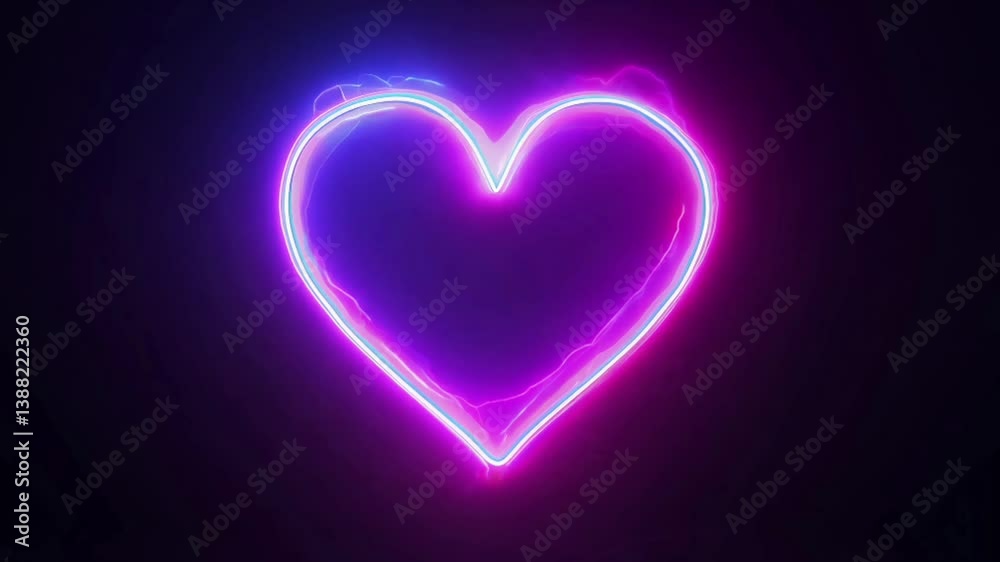 Neon light movement animation with love frame shape isolated on black background Neon light movement animation with love frame shape isolated on black background