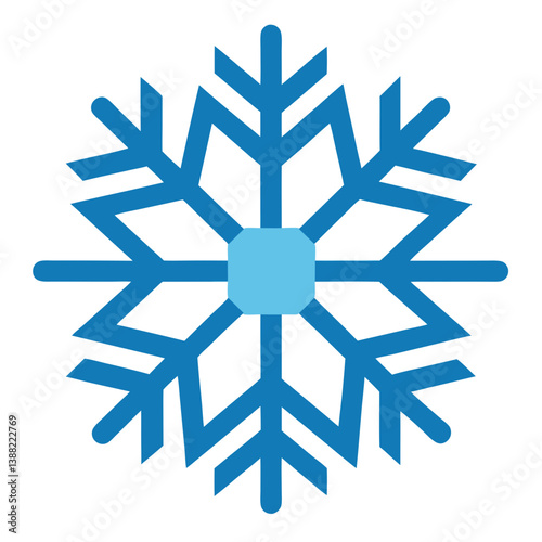 Blue Snowflake Icon Winter Frozen Ice Crystal Vector Illustration

