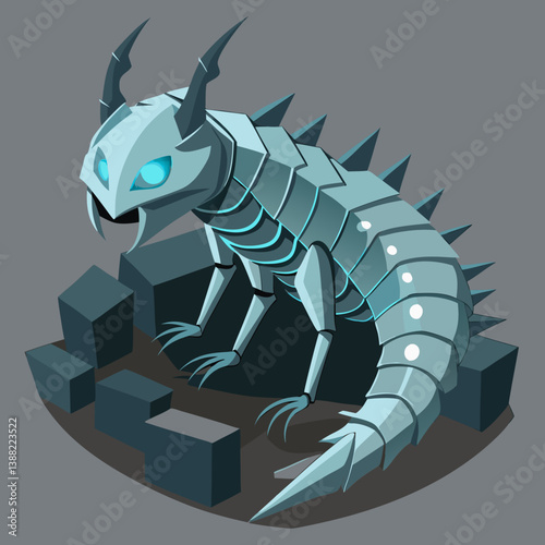 Cartoon illustration of a colorful centipede with numerous legs, set against a simple, light-colored background.