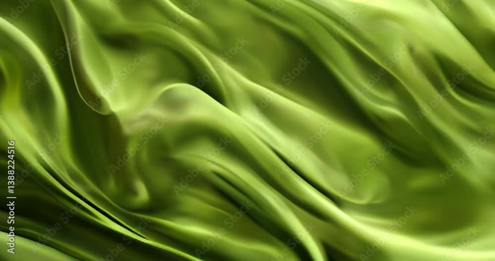 Smooth flowing green silk texture for elegant background in slow motion settings Smooth flowing green silk texture for elegant background in slow motion settings