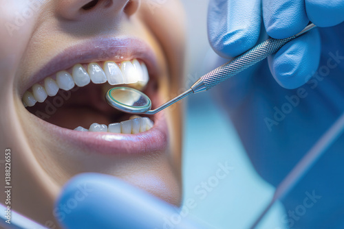 Dental Check-Up: Examining Signs of Gum Disease with Mirror and Probe