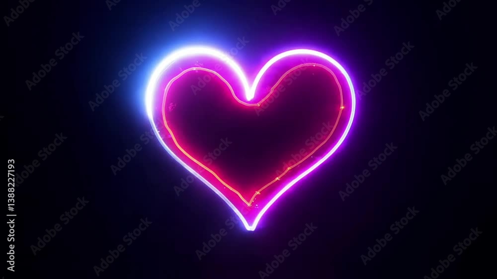 Neon light movement animation with love frame shape isolated on black background Neon light movement animation with love frame shape isolated on black background