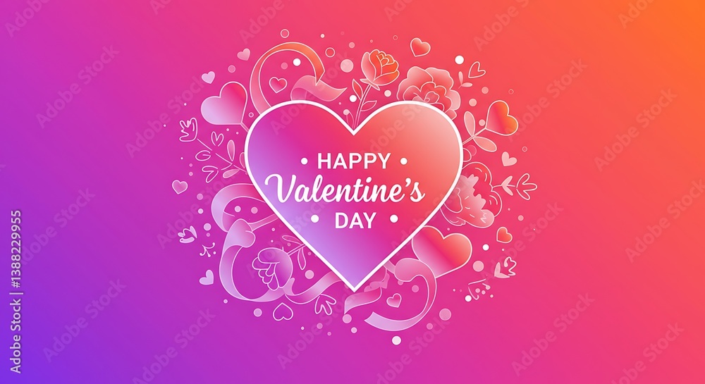 Vibrant Pink Gradient Heart: Happy Valentine's Day Design AI Generated Vibrant Pink Gradient Heart: Happy Valentine's Day Design AI Generated