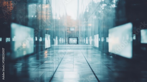 Modern Architectural Corridor with Glass Walls