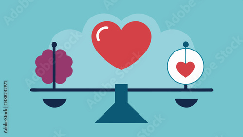 Heart and Mind Balance An image of a heart balanced on a scale with a brain on the opposite side symbolizing the balance between emotions and rational thought in dealing with guilt