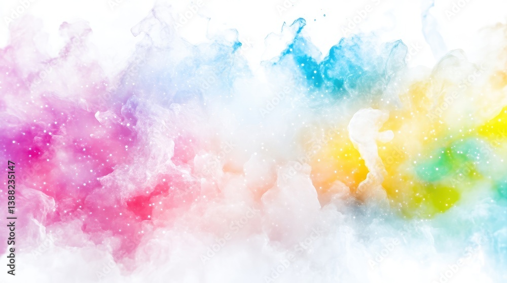 Obraz premium Abstract watercolor cloudscape with soft colors and sparkles