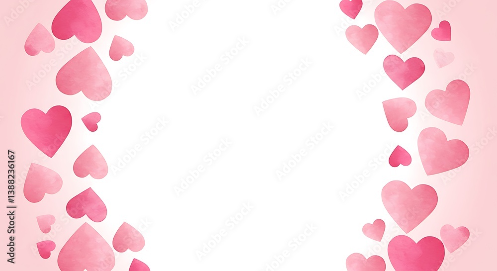 Pink Watercolor Hearts: Romantic, Gentle Design AI Generated Pink Watercolor Hearts: Romantic, Gentle Design AI Generated