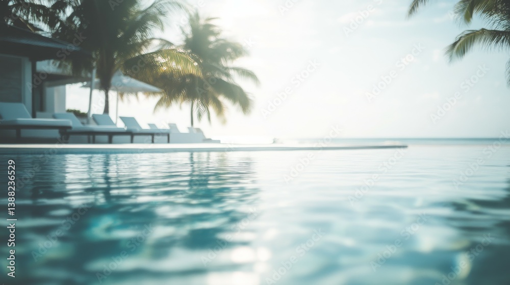 Fototapeta premium Serene Poolside Oasis with Palm Trees