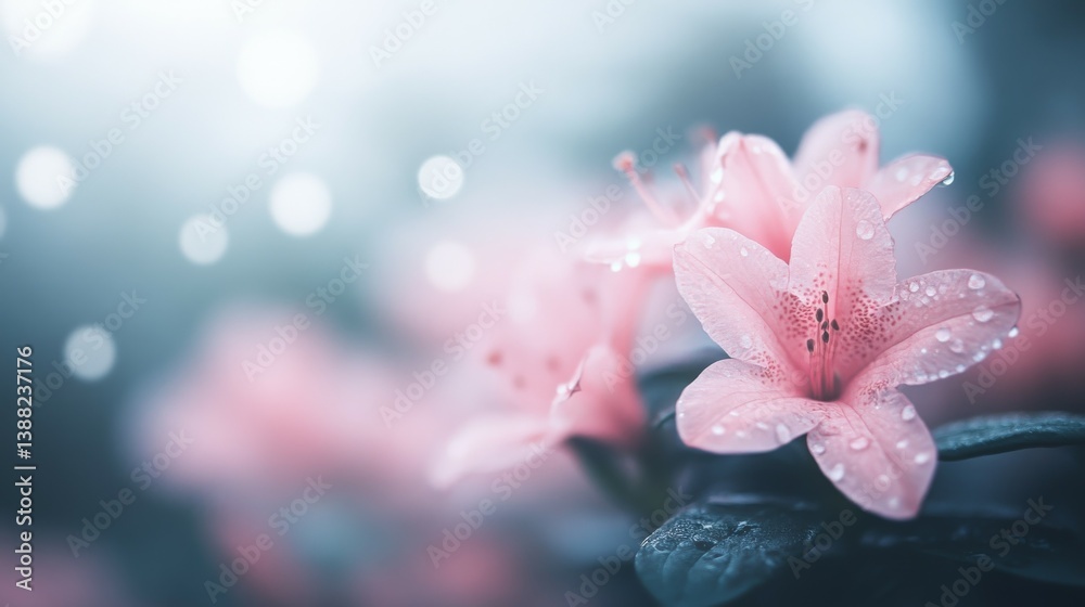 Fototapeta premium Delicate Pink Flowers in Nature's Embrace