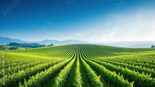 Wallpaper Mural Landscaped Scenic vineyard with neatly aligned grapevines stretching across rolling countryside hills. Torontodigital.ca