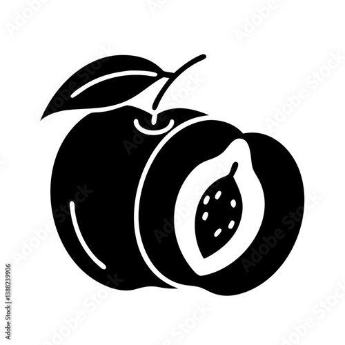 nectarine fruit icon, nectarine fruit line art - simple line art of nectarine fruit, perfect for nectarine fruit logos and icons