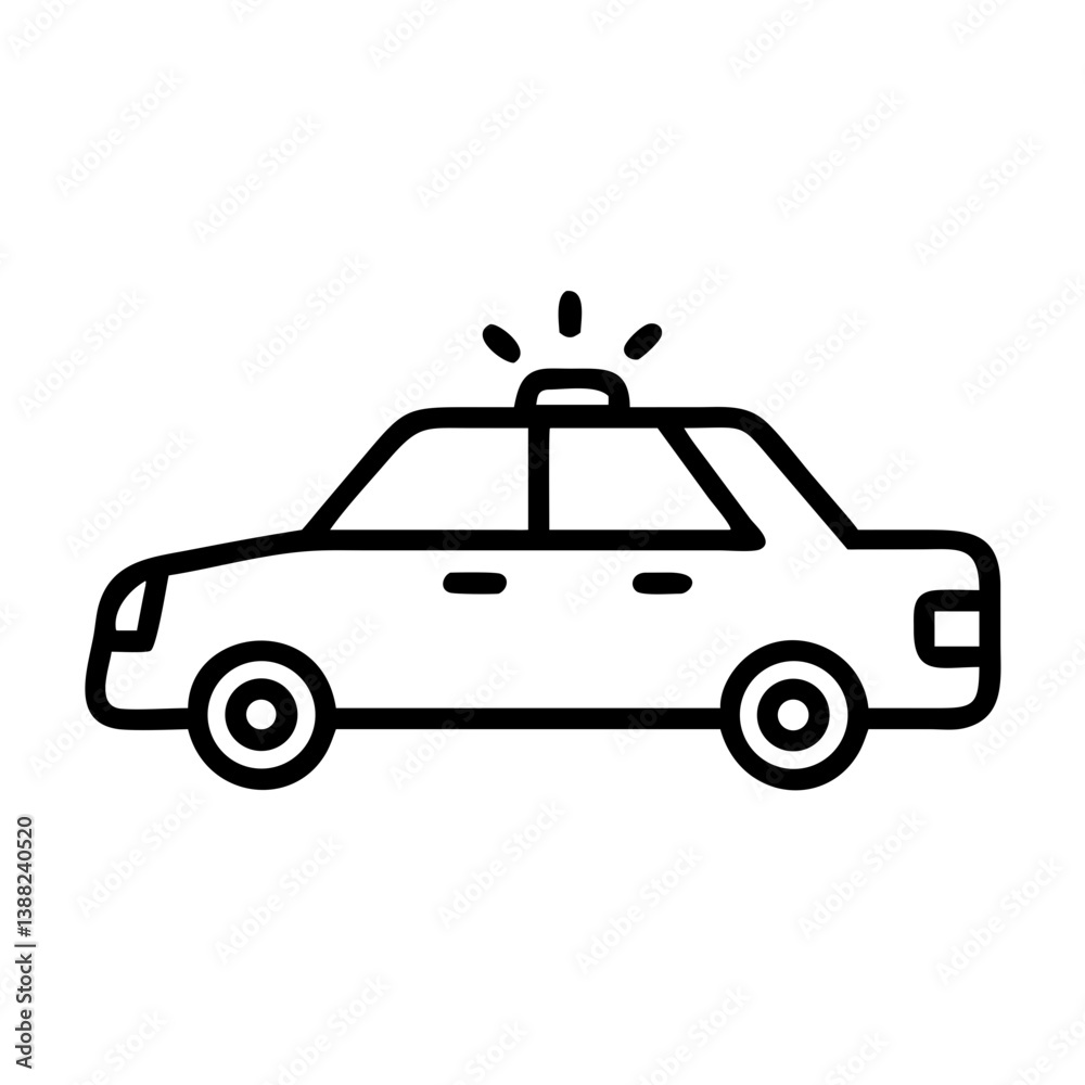 Police Car Icon for Law Enforcement and Security Themes Police Car Icon for Law Enforcement and Security Themes