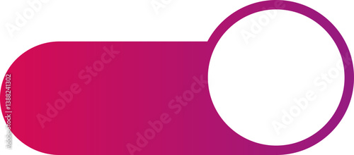 Rectangular element with a rounded side and a large hollow circle merged with a gradient fill, designed for infographic layouts.