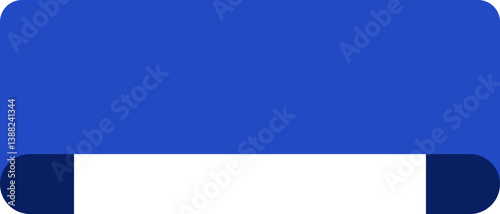 3D rectangular tag ribbon with rounded corners and a blue fill for infographic layouts.
