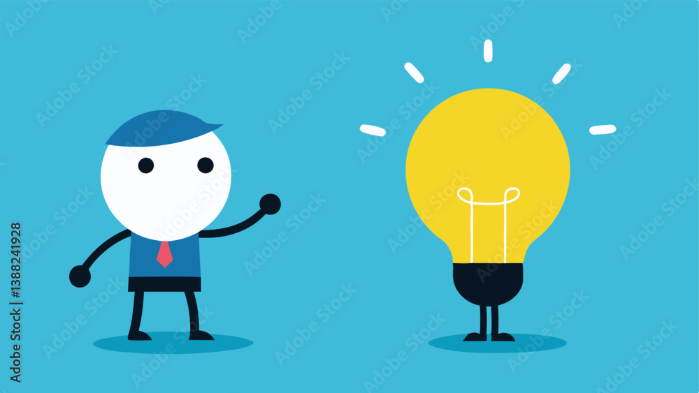Light Bulb Moments A character with a bright oversized light bulb above their head boasting loudly while another character with a modest smaller bulb is contemplating quietly in Light Bulb Moments A character with a bright oversized light bulb above their head boasting loudly while another character with a modest smaller bulb is contemplating quietly in