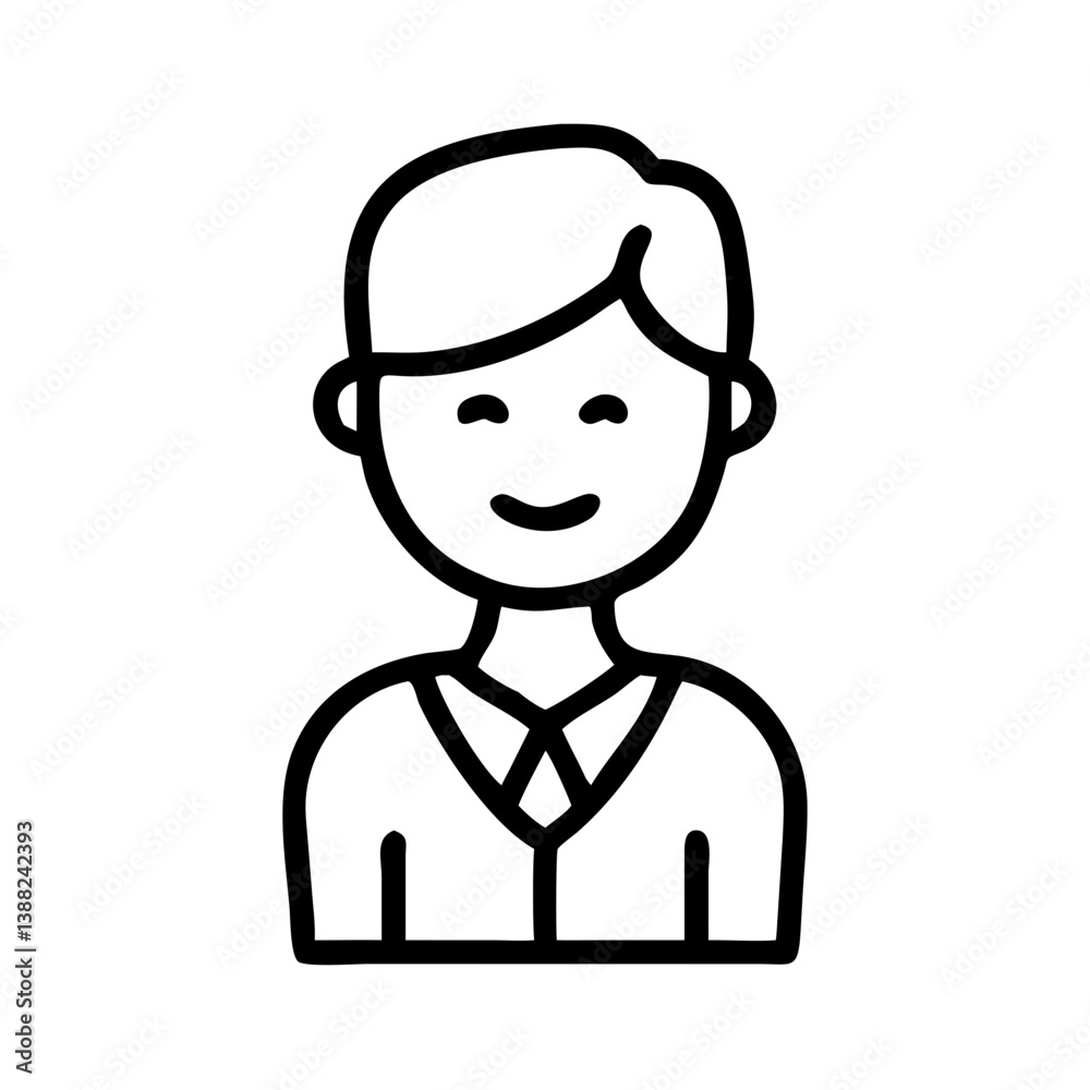 Smiling male instructor in a formal outfit, icon, vector Smiling male instructor in a formal outfit, icon, vector