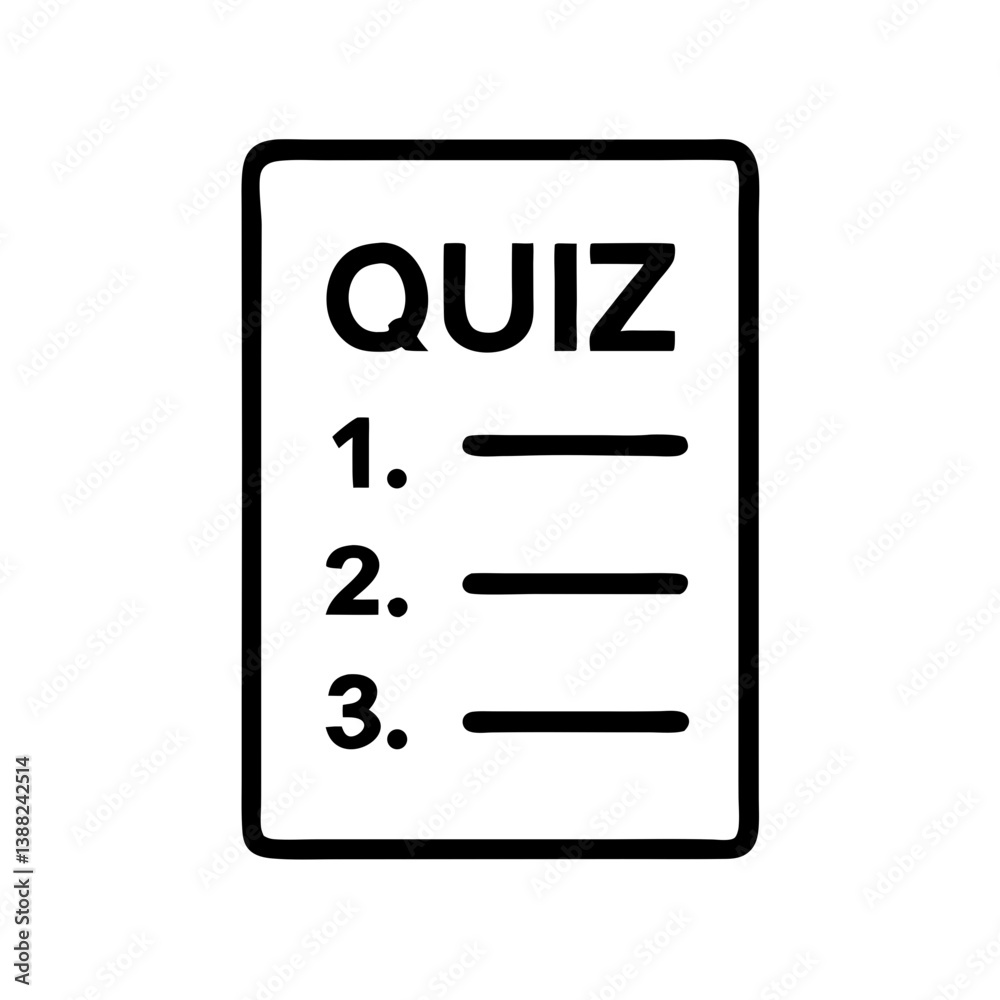 Quiz Sheet Template with Blank Lines, icon, vector Quiz Sheet Template with Blank Lines, icon, vector