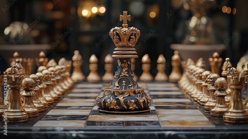 Fototapeta premium A chess board with a king on it