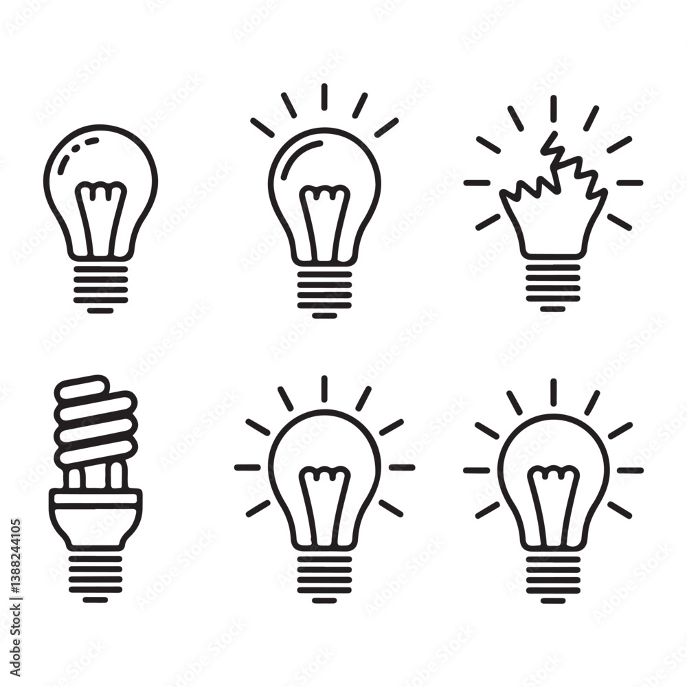 Light Bulb Symbols for Innovation, Energy, and Creativity