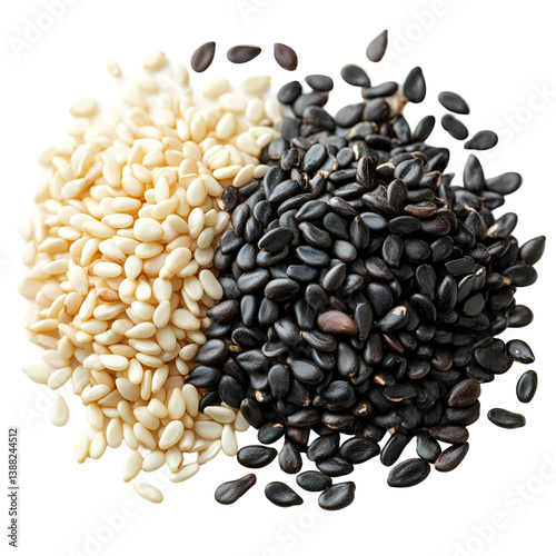 White and black sesame seeds yin yang design photo