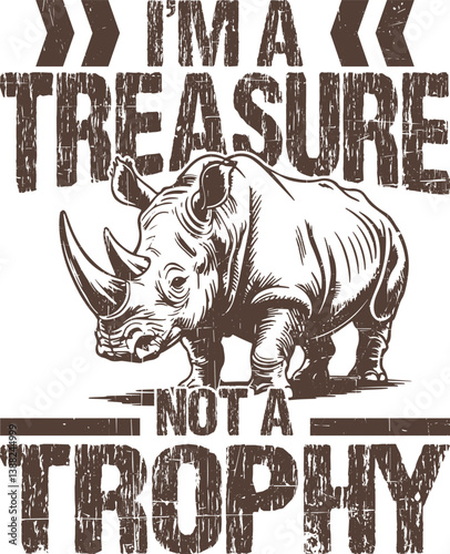  I Am a Treasure Not a Trophy, Save the Rhinos, Wildlife Conservation Design, Anti Poaching Message, Animal Rights Graphic