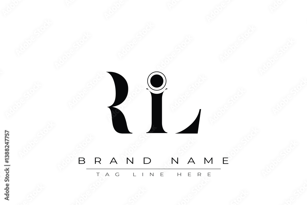 Fototapeta premium RIL abstract letter logo design. This logo is designed by three abstract letters.