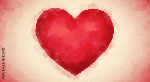 Crimson Watercolor Heart: Soft Hues, Deep Emotion AI Generated