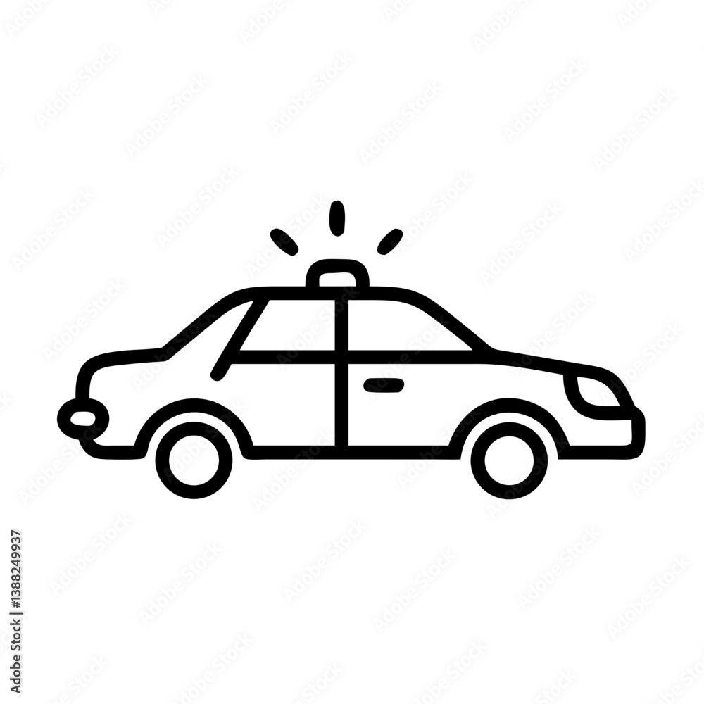Police Car Icon for Law Enforcement and Security Themes Police Car Icon for Law Enforcement and Security Themes
