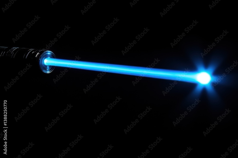 Fototapeta premium Vibrant Blue Laser Glow: A Stunning Beam of Light Against a Dark Background