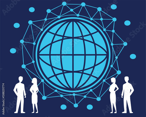Global Network of People: Interconnected World with Communication Lines.