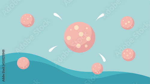 Nanobubbles Representation A closeup view of tiny nanobubbles exosomes releasing growth factors to promote skin cell regeneration.