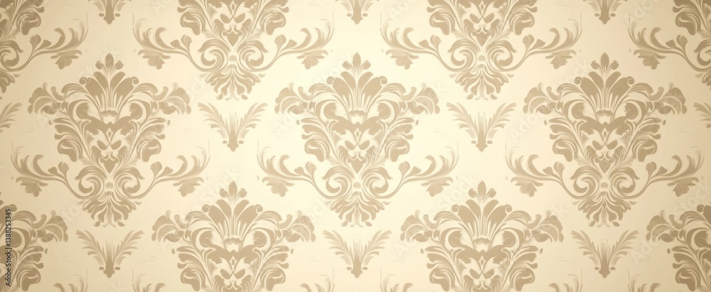 Elegant repeating floral patterns in cream and tan colors present nicely