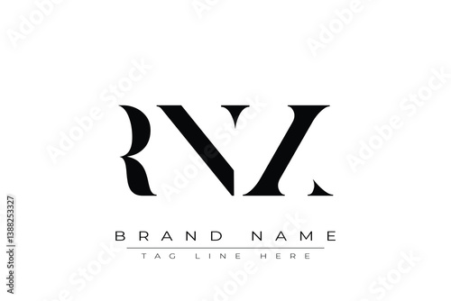 RNX abstract letter logo design. This logo is designed by three abstract letters.