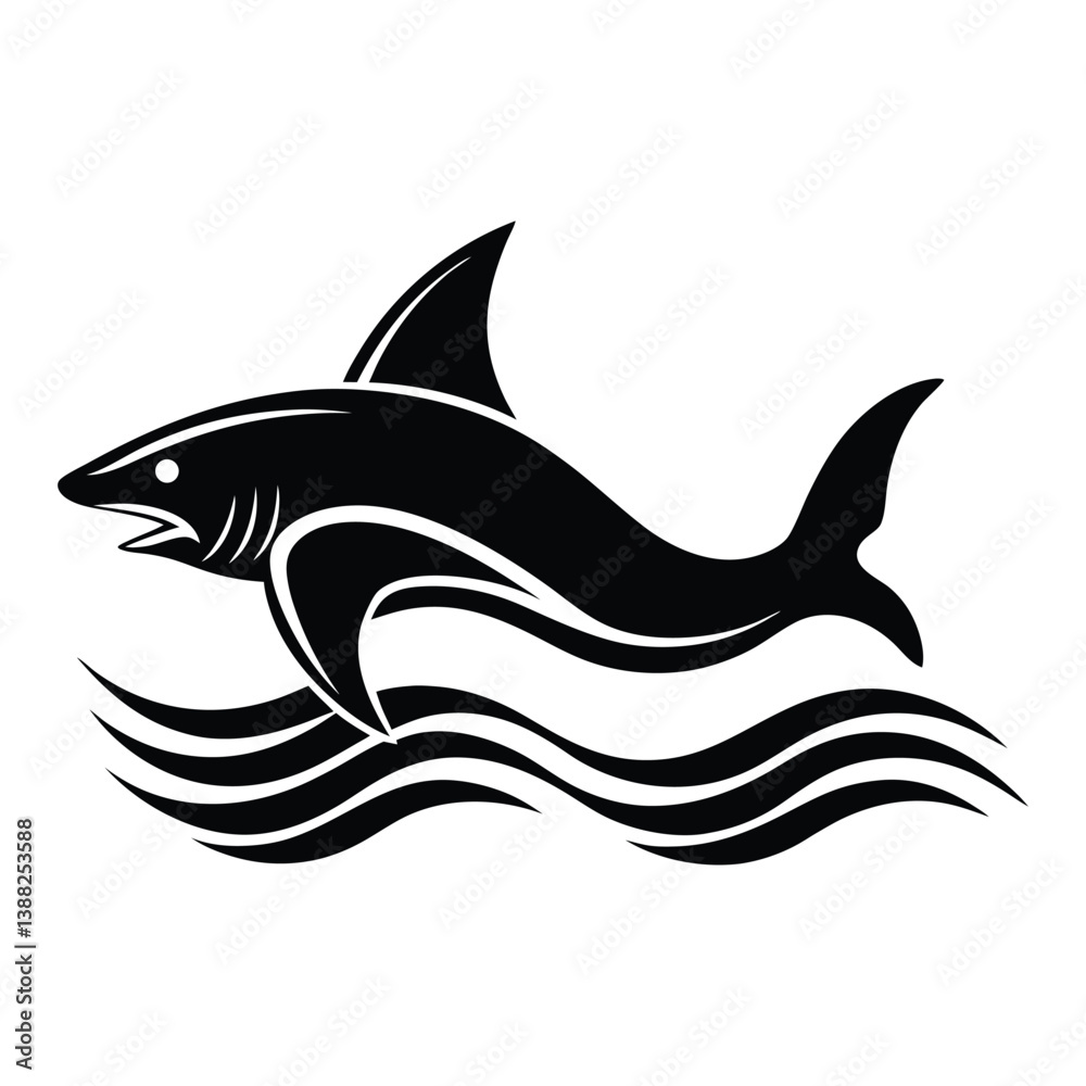 Fototapeta premium shark fish silhouette vector illustration design.