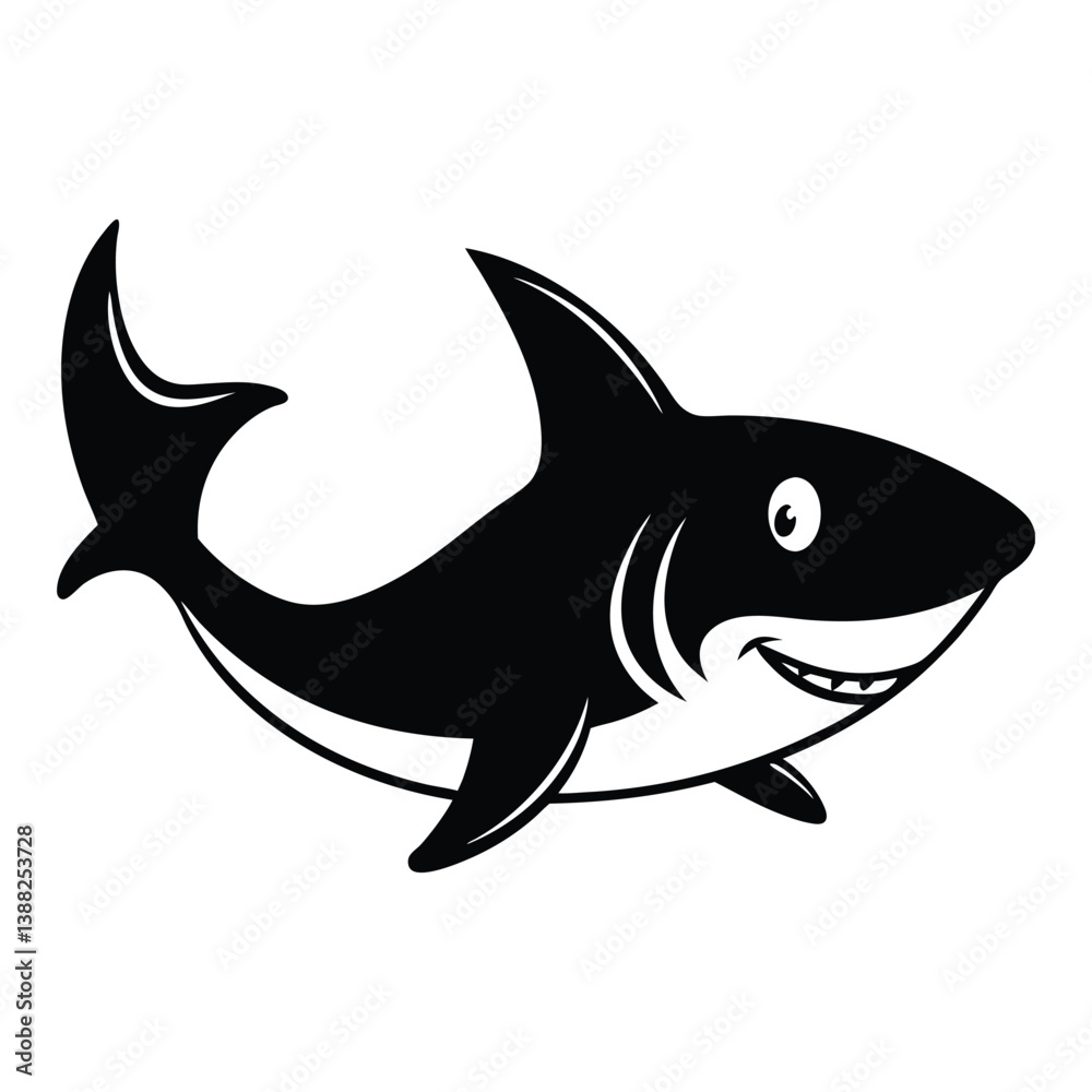 Obraz premium shark fish silhouette vector illustration design.