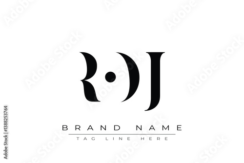 ROJ abstract letter logo design. This logo is designed by three abstract letters.